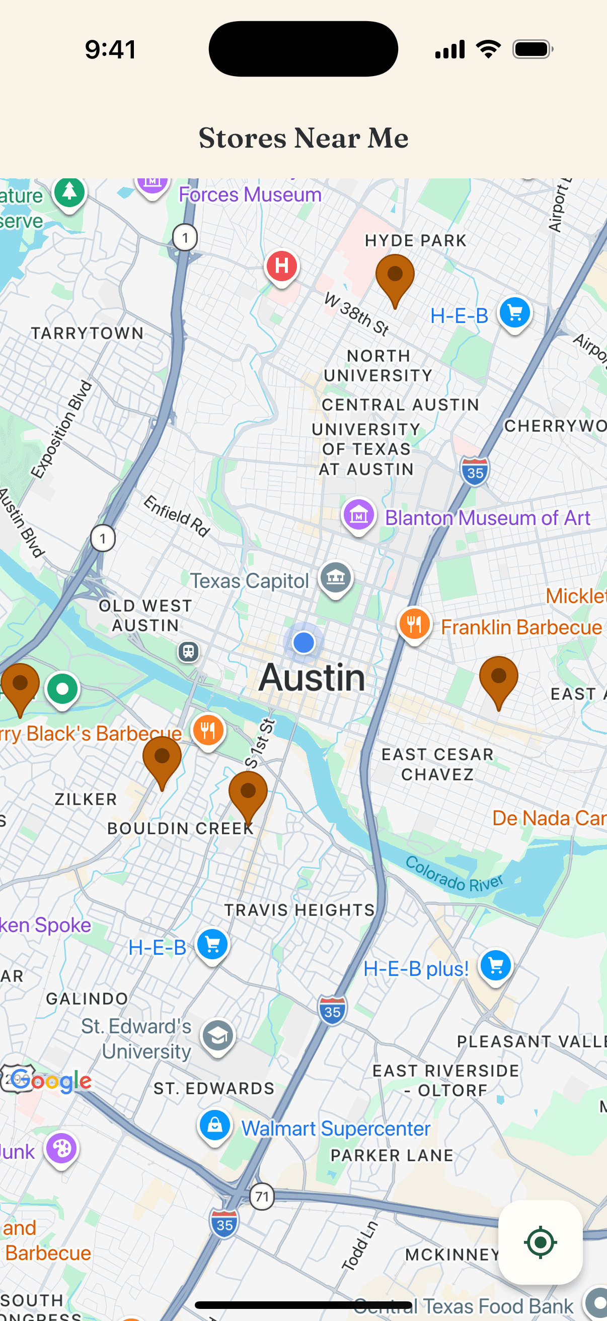 Lagniappe map showing nearby stores